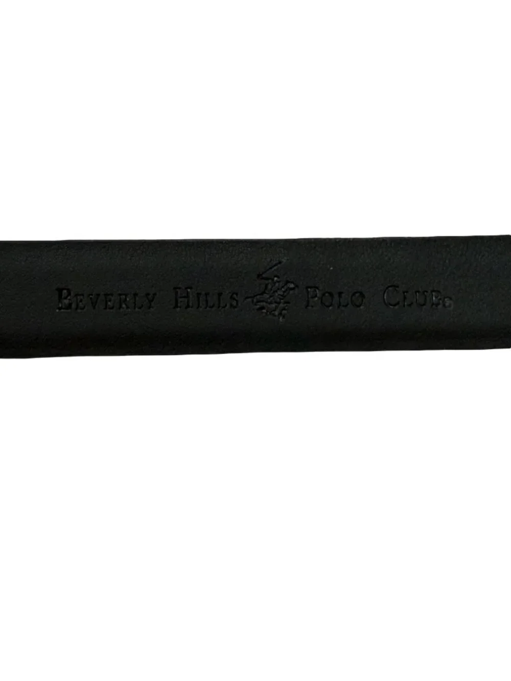 Beverly Hills Polo Club Black Bonded Leather Belt Size 38 Silver Buckle